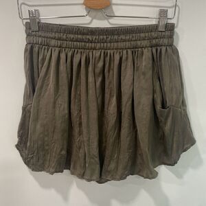 Zara woman earthy green silk satin skirt medium